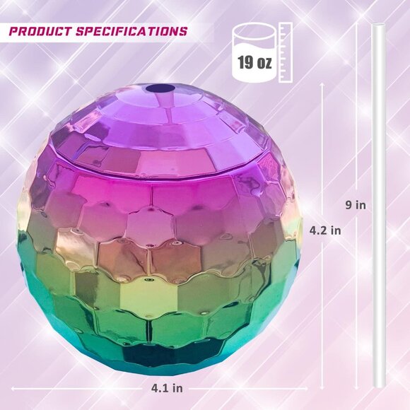A set of 16 colorful disco ball cups, 19 ounces disco cups, pairs of transparent - Picture 3 of 7